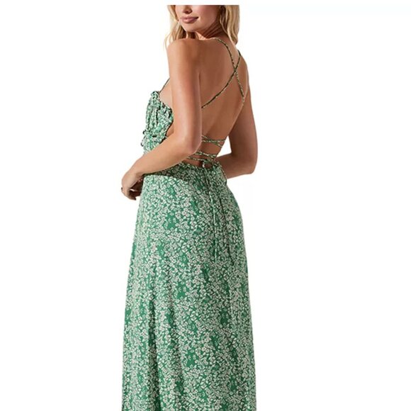 ASTR the Label Amalea Dress Size L Ditzy Green Floral Wedding Guest - Picture 2 of 12